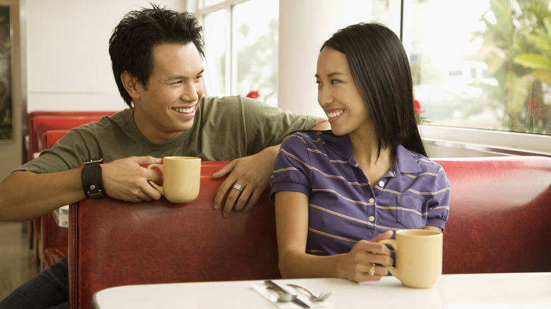 Man and woman talking 