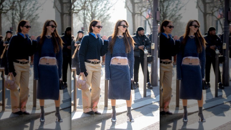 woman wearing low rise skirt