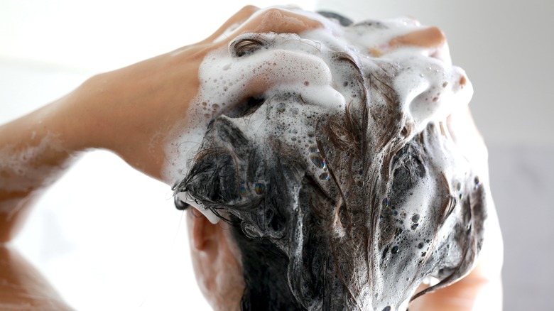 Close up of washing hair