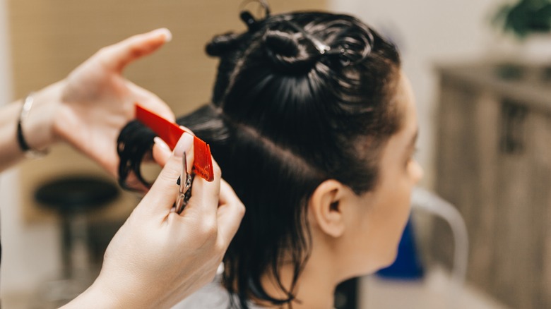 Short hair being sectioned