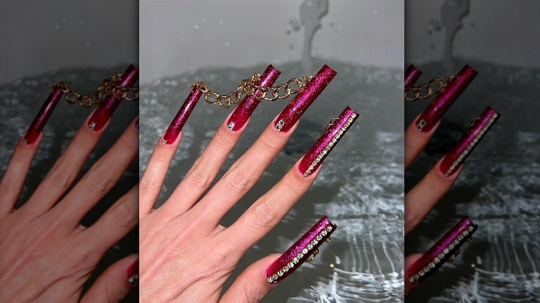 nails with linked chain piercings