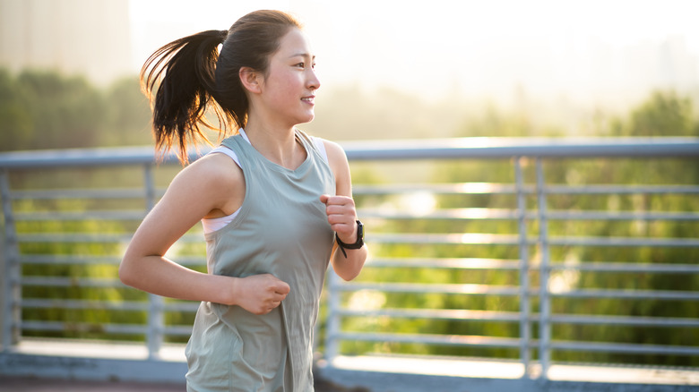 Woman running in morning