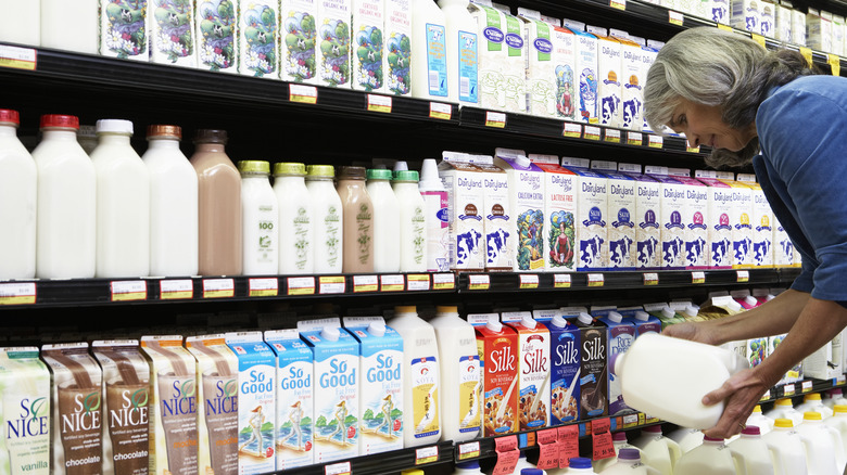 Dairy aisle in grocery store