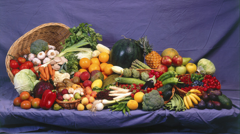 Basket full of fruits and vegetables