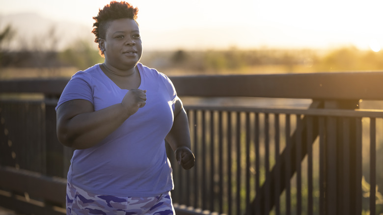 Woman exercising outside