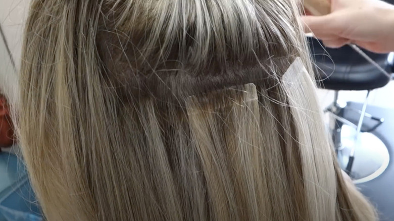 exposed tape-in hair extensions