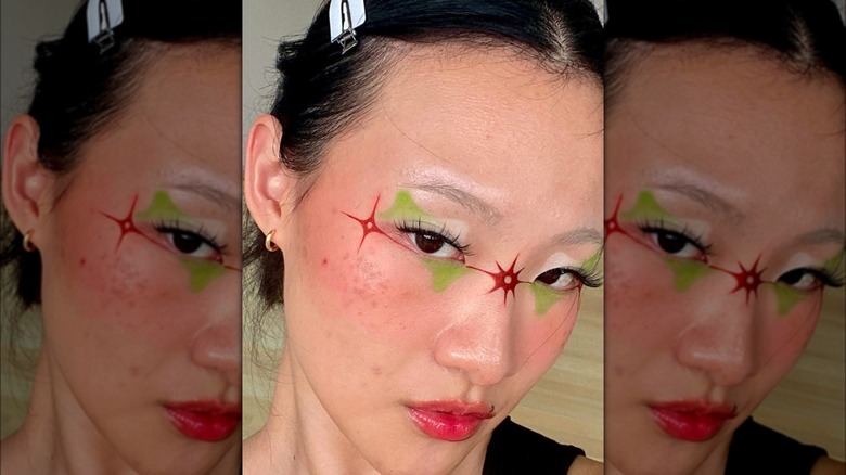 Red and green abstract makeup