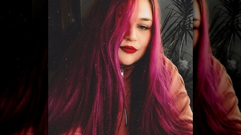 Bright burgundy hair color