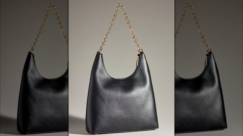 Black faux leather oversized tote