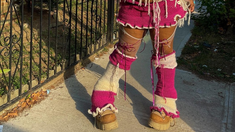 chunky tan sneakers on Beverly