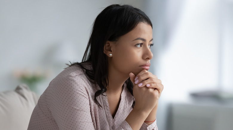 Worried African American woman 