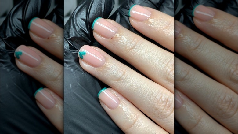 Turquoise baby French tips