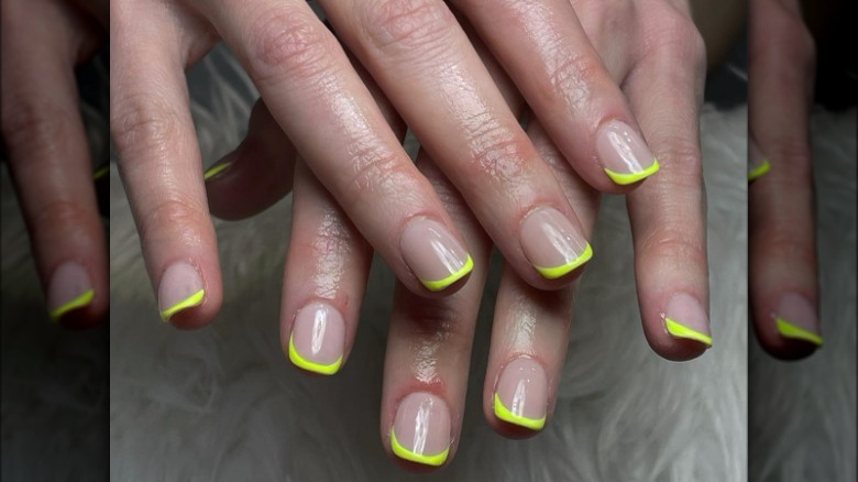 Neon yellow baby French tips