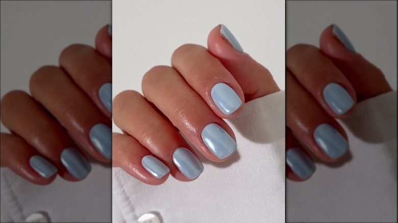 Frosted baby blue nails