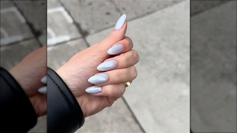 Glossy baby blue nails