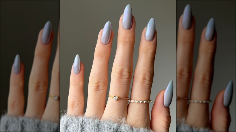 Grayish baby blue nails