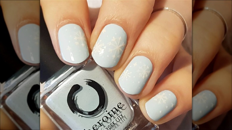 Holiday season baby blue nails