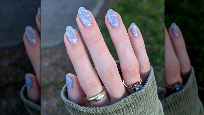 Night sky baby blue nails