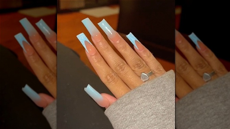 Ombre baby blue nails