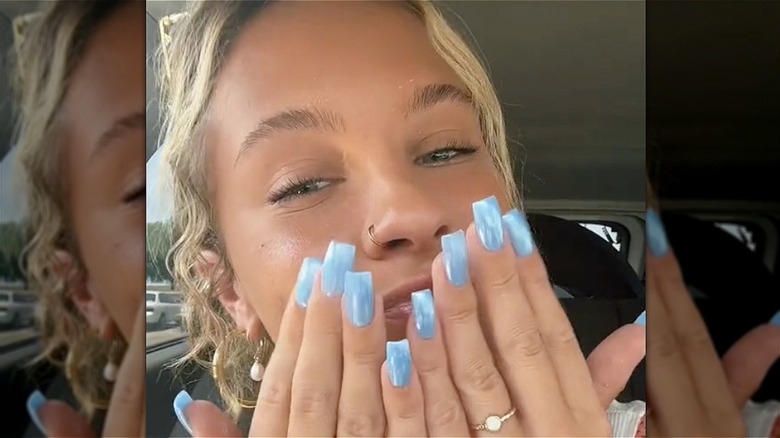 Silky baby blue nails