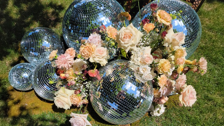 Disco ball floral wedding display