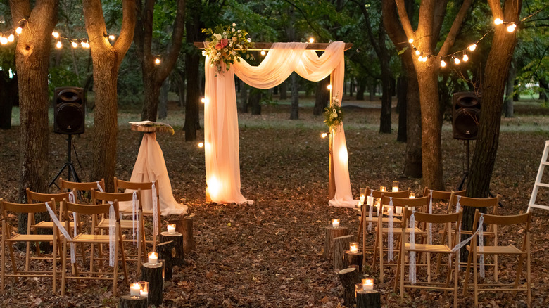 Outdoor wedding romantic lights