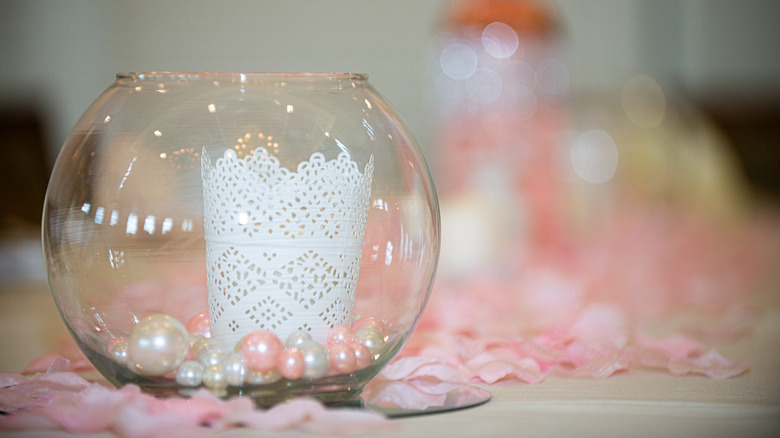 Candle with pink pearls