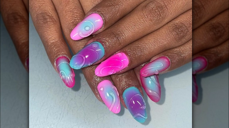 multicolored 3d gel nails 