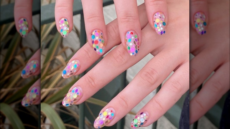 colorful confetti nails 