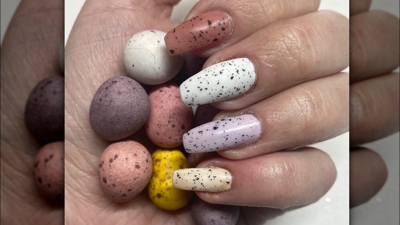 speckled easter egg nails 