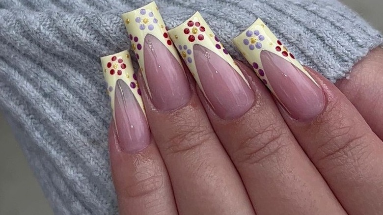 yellow french tip manicure