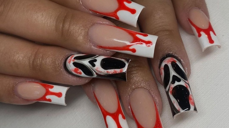 ghostface halloween nail art