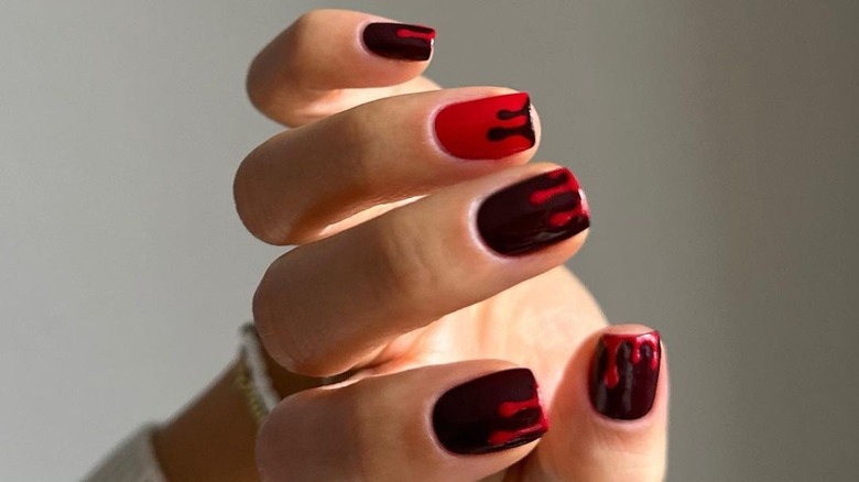 red blood drip nail polish