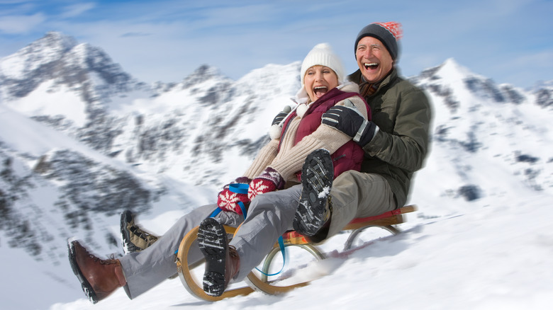 couple sledding