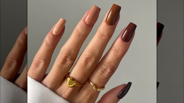 Brown ombre nail art