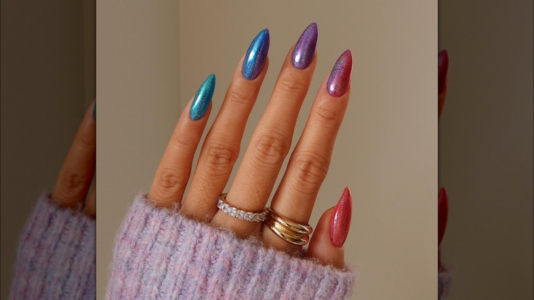 Chrome rainbow nail art