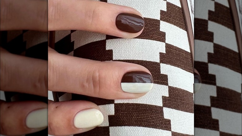 Brown and beige nail art