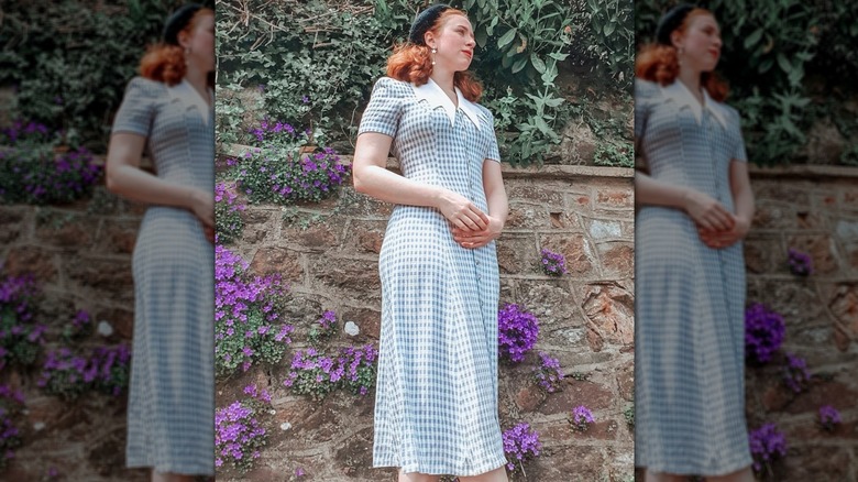 woman in dress and hat