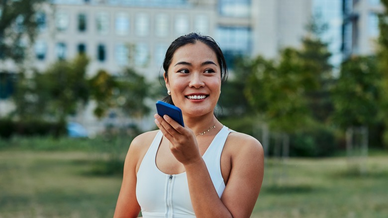 woman using iPhone