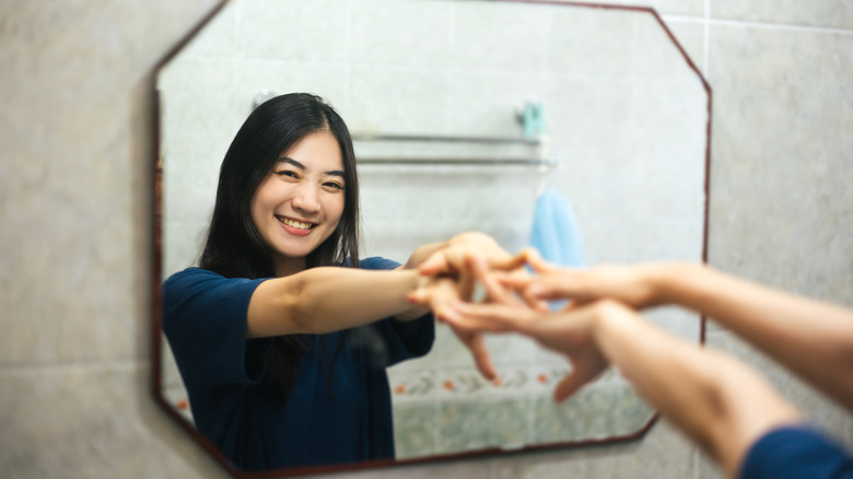 Woman practicing positive self talk