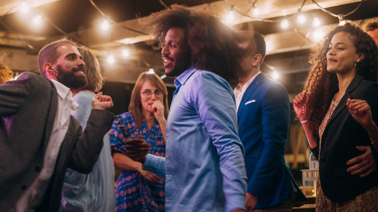 group dancing at party