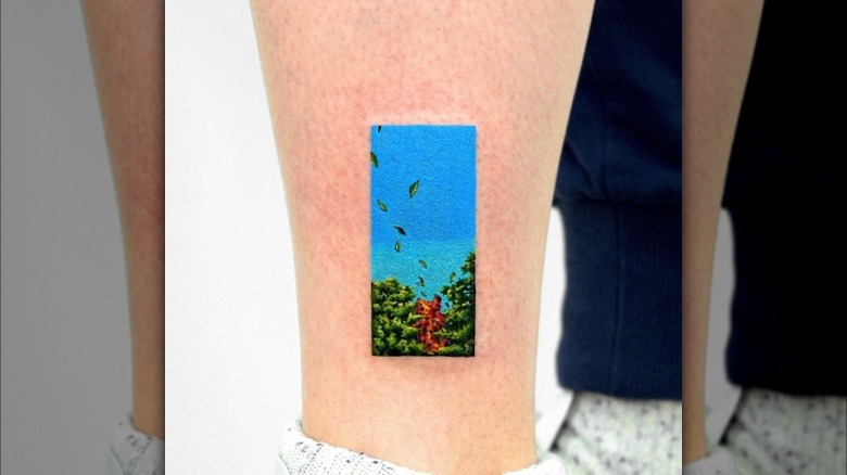 Landscape tattoo on ankle