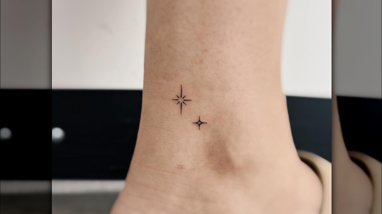 Minimalist sparkle ankle tattoo