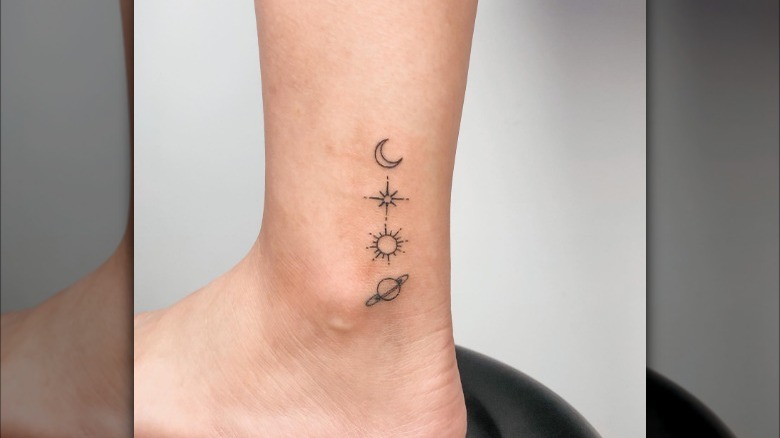 Celestial ankle tattoo