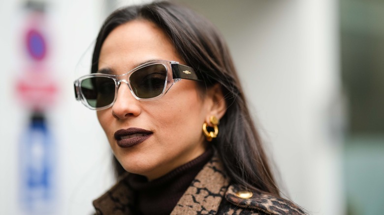 Woman wearing black lipstick