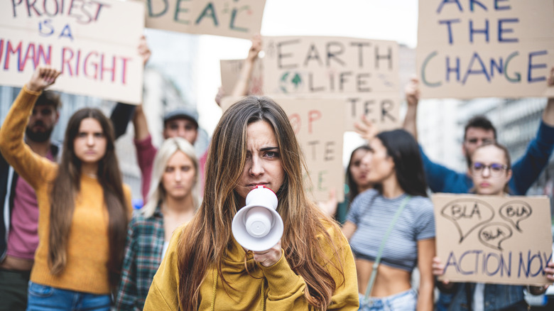 Woman at an environmental protest 
