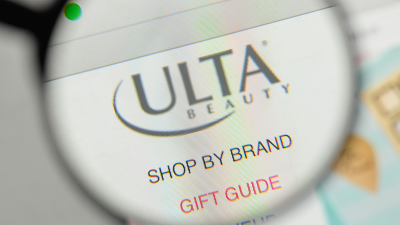 ulta webpage with brand dropdown