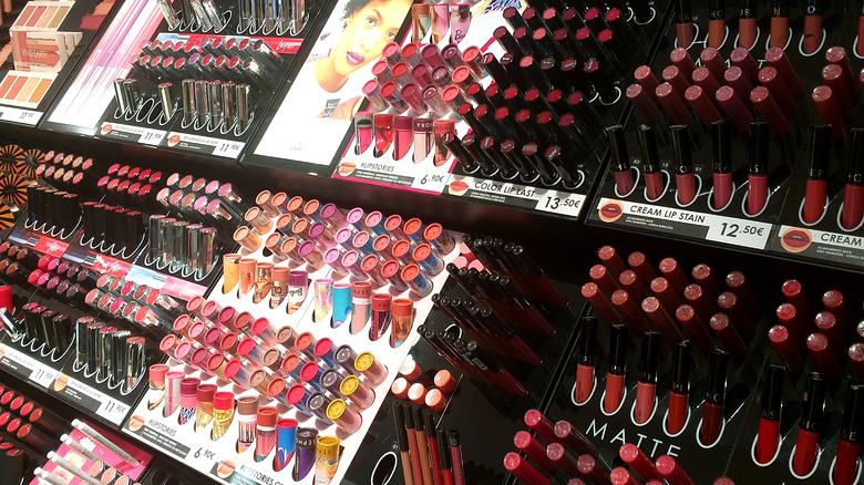 cosmetics display in store