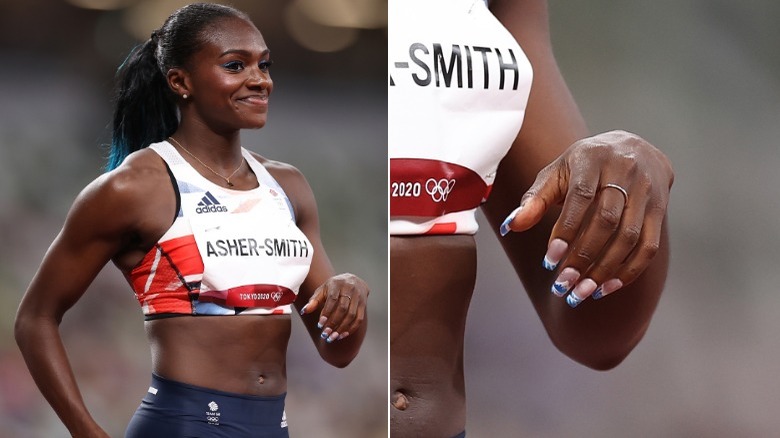 Dina Asher-Smith competing in 2021