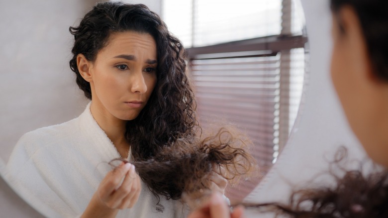 Woman with split ends